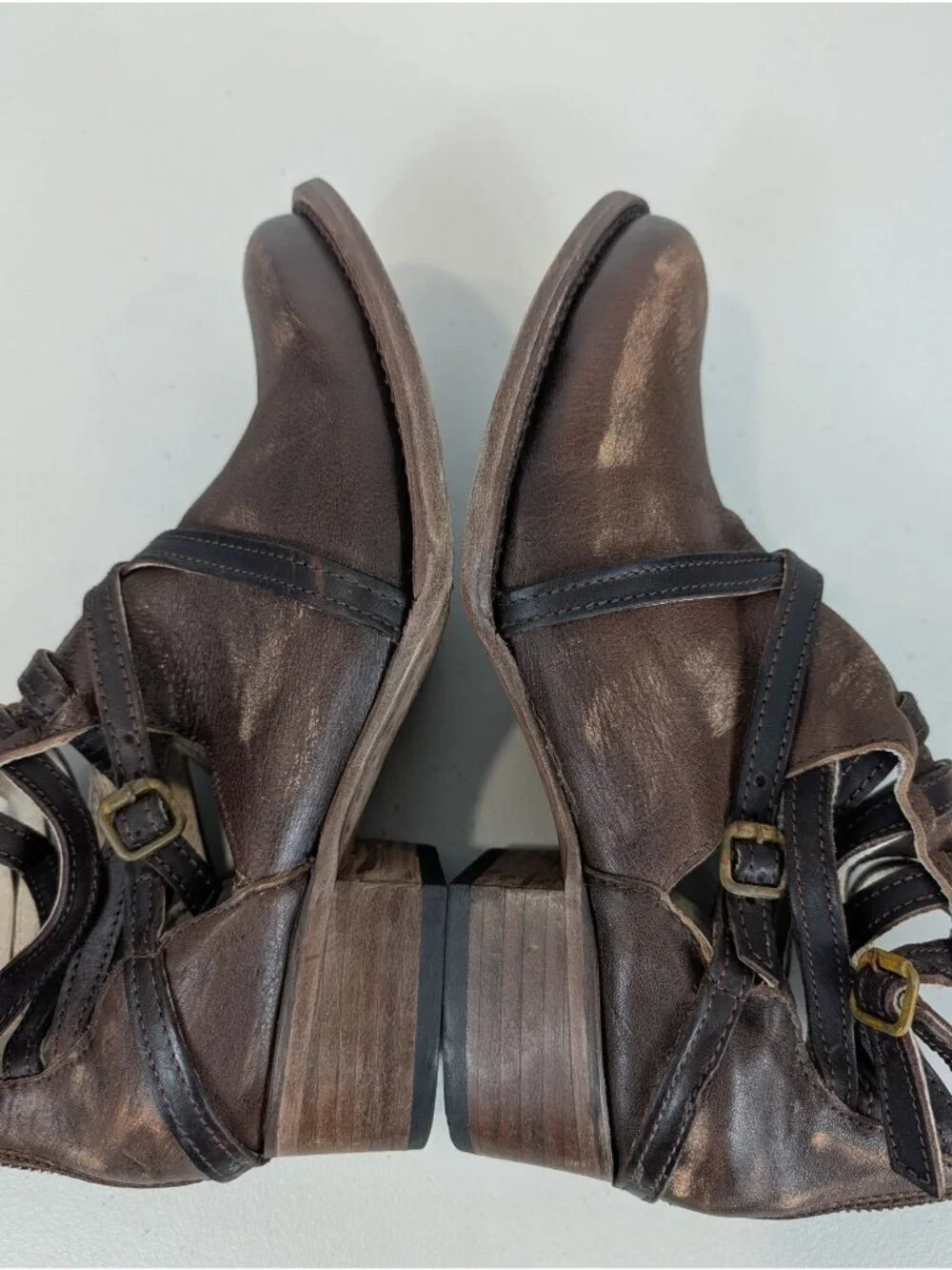 Freebird by steven stair women's strappy ankle boot leather size 8 brown